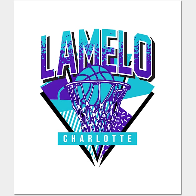 Lamelo Retro Charlotte Basketball Throwback Wall Art by funandgames